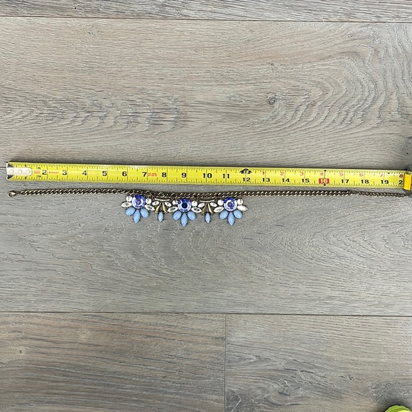 Aldo Turquoise Blue Enamel and Crystal Statement Necklace-20” Total Length - Picture 9 of 9